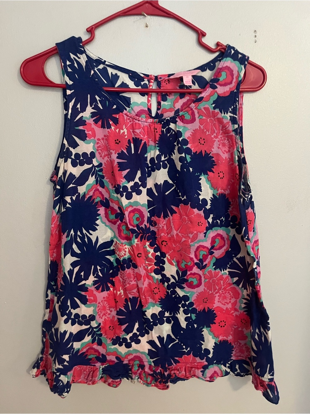 Lilly Pulitzer Navy, Coral & White Floral Sleeveless Camisole